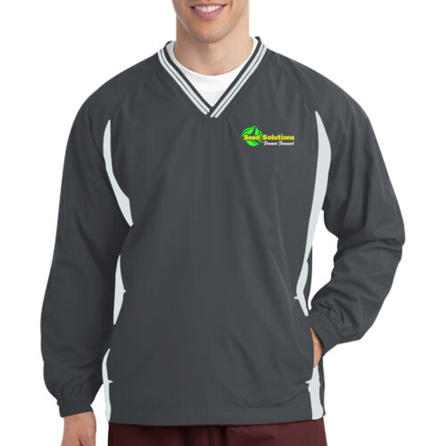 Seed Solutions Left Chest Embroidery on a Sport-Tek® - Tipped V Neck Raglan Wind Shirt Thumbnail